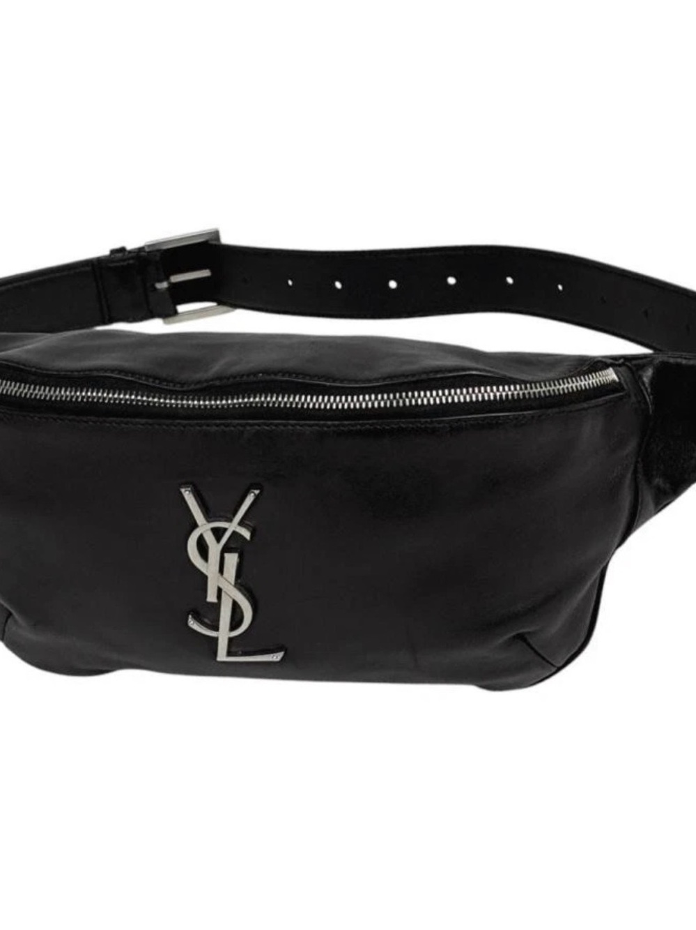 Saint Laurent Black Leather YSL Logo Belt Bag with Silver Hardware - Picture 1 of 10